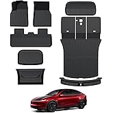 Foronetry Floor Mats for 2025 2026 Tesla Model Y Juniper, 8PCS All Weather Full Set Cargo Liners Accessories, 3D TPE Odorless Floor Mat Trunk Frunk Rear Mats for 5-Seater(Not Fit 7Seat and Standard)