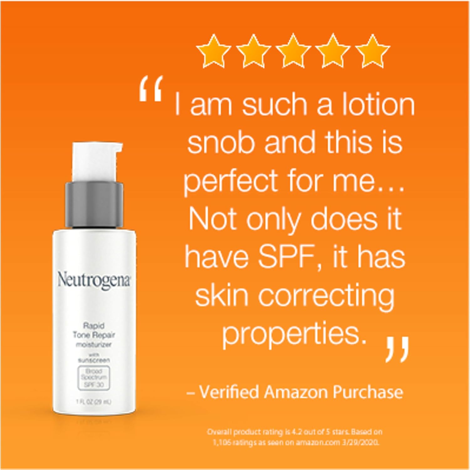 Neutrogena Rapid Tone Repair Face Moisturizer with Retinol SA, Vitamin C, Hyaluronic Acid and SPF 30 Sunscreen, Tone-Evening & Brightening Retinol Facial Moisturizer Cream, 1 fl. oz: Beauty