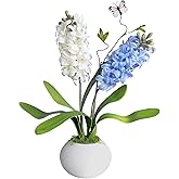 Forlaoers Real Touch 16.5" Hyacinth Potted Plants in Vase Artificial Delphinium Fake Flowers with Pot for Bathroom Decor Indoor Home Decorations Room Table Centerpieces Arrangements