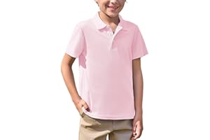 Haloumoning Boys Short Sleeve Polo Shirt Kids Collared School Uniform Shirts 5-14 Years