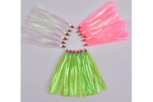 AGOOL Fishing Teasers,12/18pcs Saltwater Bucktail Teasers Mylar Flash Teaser Tail Trolling Skirt Lures for Flounder Rigs Saltwater Fishing Lures Plugs 3 Colors