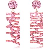 Birthday Earrings Acrylic Glitter HAPPY BIRTHDAY Letter Drop Dangle Earrings for Women Jewelry Party Festive Gifts