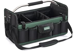 Guliter 20 Inch Large Tool Bag,Heavy Duty Open Top Tool Tote,25 Pocket Tool Box Organizer with Stainless Steel Handle & Adjus