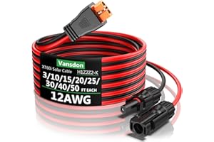Vansdon Solar to XT60i Extension Cable 12AWG 20FT XT60i Female to Male Connector for RV Foldable Solar Panel, Portable Power Station, Solar Generator