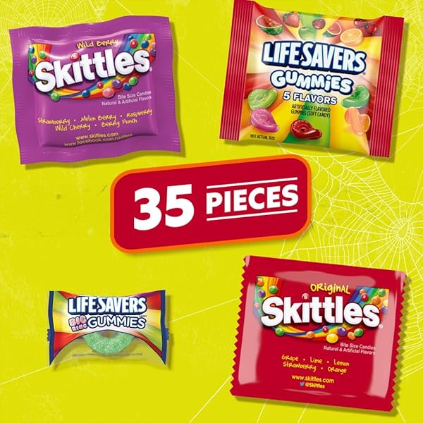 LIFE SAVERS GUMMIES & SKITTLES ORIGINAL & WILD BERRY VARIETY BAG, 35 PIECES