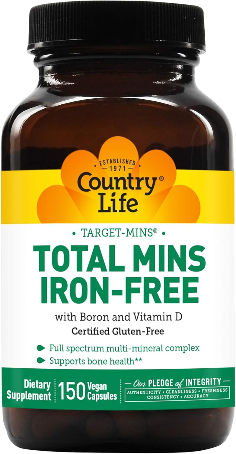 Country Life - Target Mins Total Mins Iron-Free - Multi-Mineral Complex with Boron and Vitamin D - 150 Vegetarian Capsules: Health & Personal Care