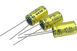 Cermant 10Pcs 10uf 100V Non-Polarized Electrolytic Capacitor - 10x17mm(0.39x0.67in) NP Capacitor for Audio Tweeter Frequency Divider