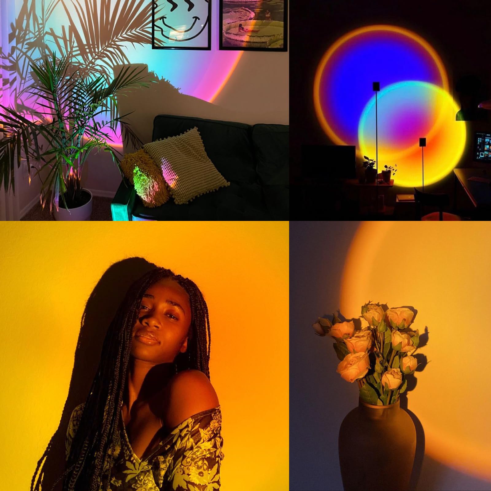 Spacenight Sunset Lamp Projector Multi-Color Multi-Mode, Dimmable, Timing, Music Rhythm, Sunset Background Wonderful Visual Impact, USB Plug and Play (Remote & APP)