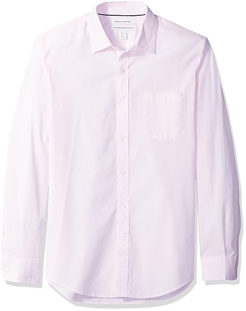 Amazon Essentials Men's Slim-Fit Long-Sleeve Poplin Shirt, Pink, XX-Large