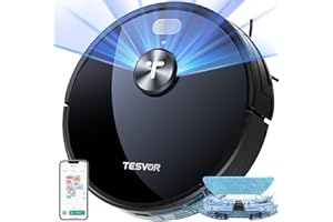 Tesvor S5 Robot Vacuum and Mop Combo,3000Pa Suction Smart Robot Vacuum,LiDAR Navigation,180 Mins Runtime,WiFi/Alexa/Google Control,Self Charging Robotic Vacuum for Pet Hair,Carpet, Hard Floor