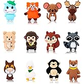 WOZADU 12 PCS 3D Animal Silicone Focal Beads for Pens, Silicone Beads Bulk for Keychain Bracelet Necklace Making, Handmade Crafts Supplies