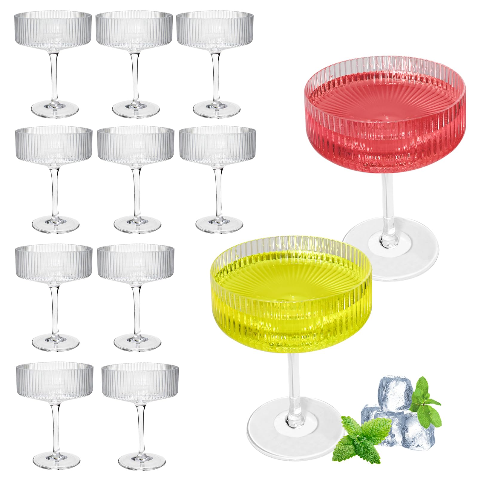 Photo 1 of 10OZ Plastic Martini Glasses, Set Of 12 - Shatterproof&Reusable Cocktail Glasses With Classic Design, Perfect For Home Use, Weddings, Parties&Outdoor Gatherings, Ideal For Martini, Champagne&More