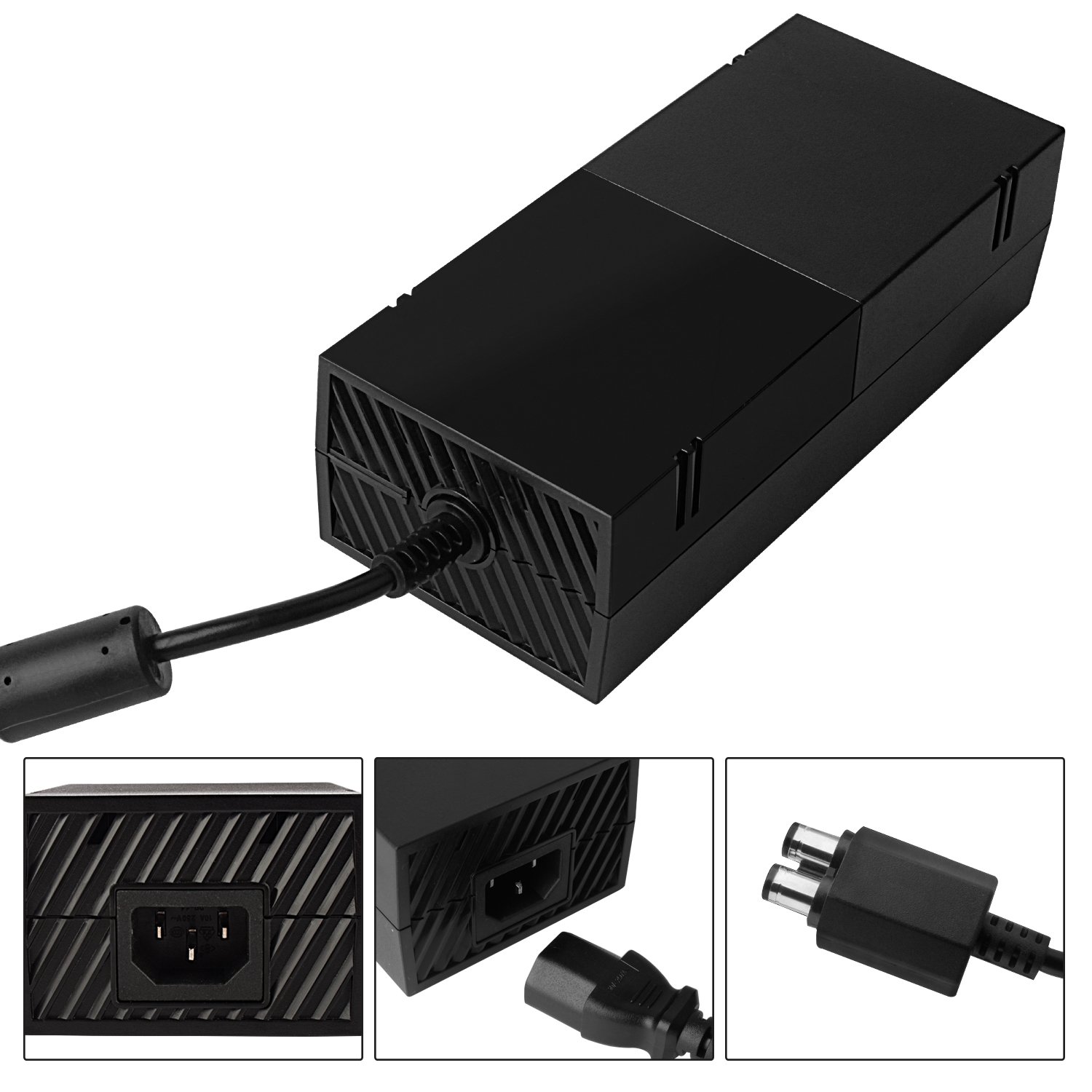 Xbox One Power Supply Brick,[NEWEST QUIETEST VERSION] AC Adapter Power Cable Charger Cord Replacement Kit for Xbox One Auto Voltage 100-240V, Black