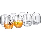 MIYOPESI 18oz Clear Stemless Wines Cups (Set of 8), Shatter-Proof Acrylic Glasses Drinkware, Reusable Plastic Bar Glasses, BPA-Free, Dishwasher-Safe