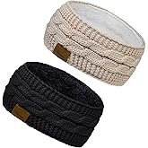 YSense Winter Headbands for Women, Ear Warmer Headband Womens Cable Knit Fleece Lined Ear Warmers Stocking Stuffers Gifts
