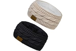 YSense Winter Headbands for Women, Ear Warmer Headband Womens Cable Knit Fleece Lined Ear Warmers Stocking Stuffers Gifts