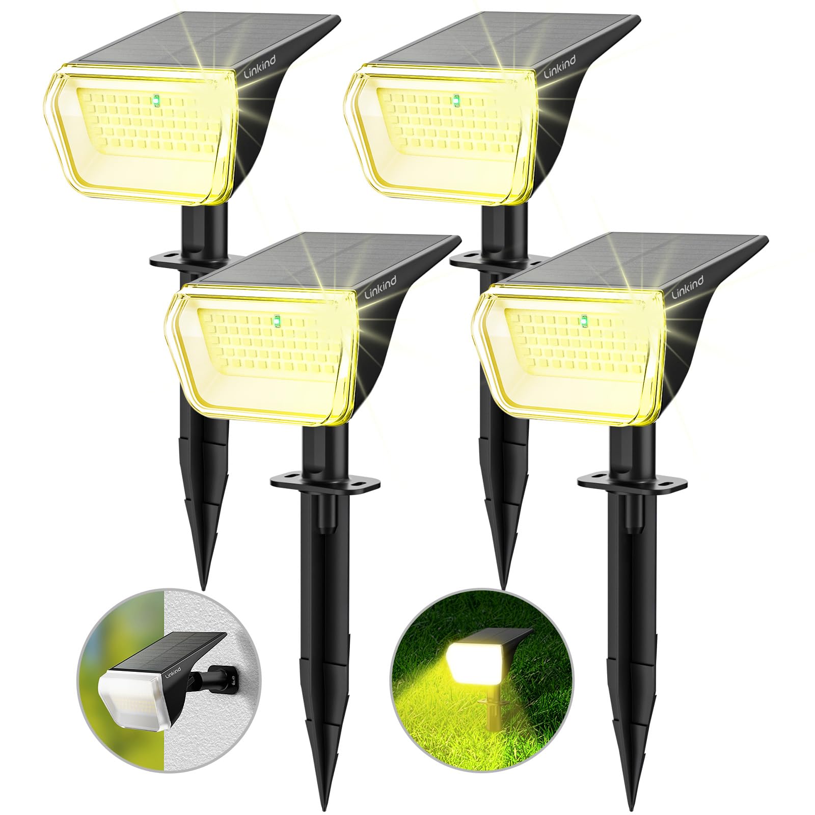 Photo 1 of ***VERY DIRTY*** Linkind Solar Spot Lights Outdoor, 60 LEDs Solar Landscape Lights with 30% Conversion Rate and Waterproof IP67, Ideal for Outside, Garden, Yard, Pathway (4 Pack, Warm White)