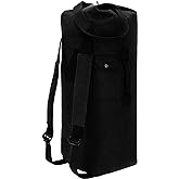 WHITEDUCK G.I Top Load Military Rucksack Style Double Strap Duffel Bag Heavy Duty and Water Resistant- Gym, Sports, Travel, Hiking, Backpacking (21" x 37", Black)