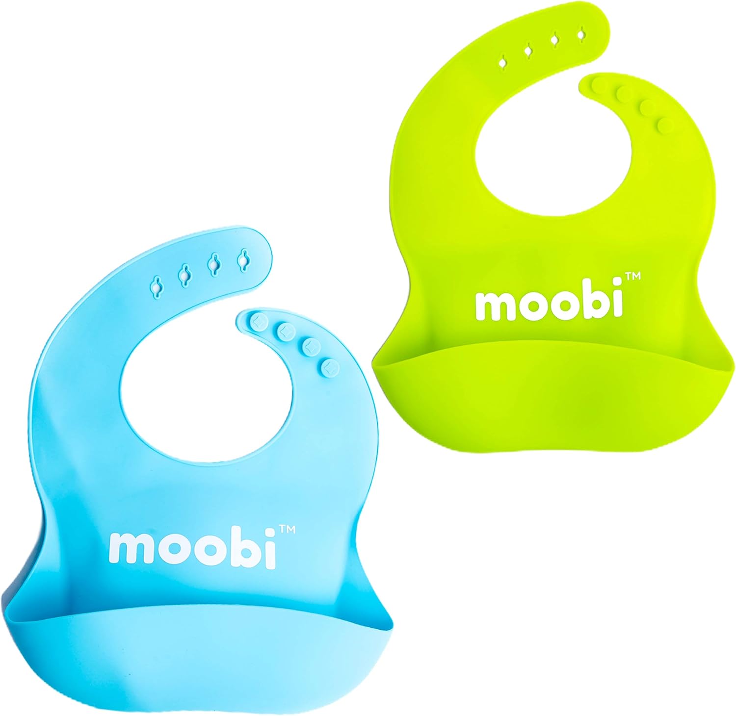 Moobi Premium Silicone Baby Bibs with Large Food Catcher Waterproof BPA