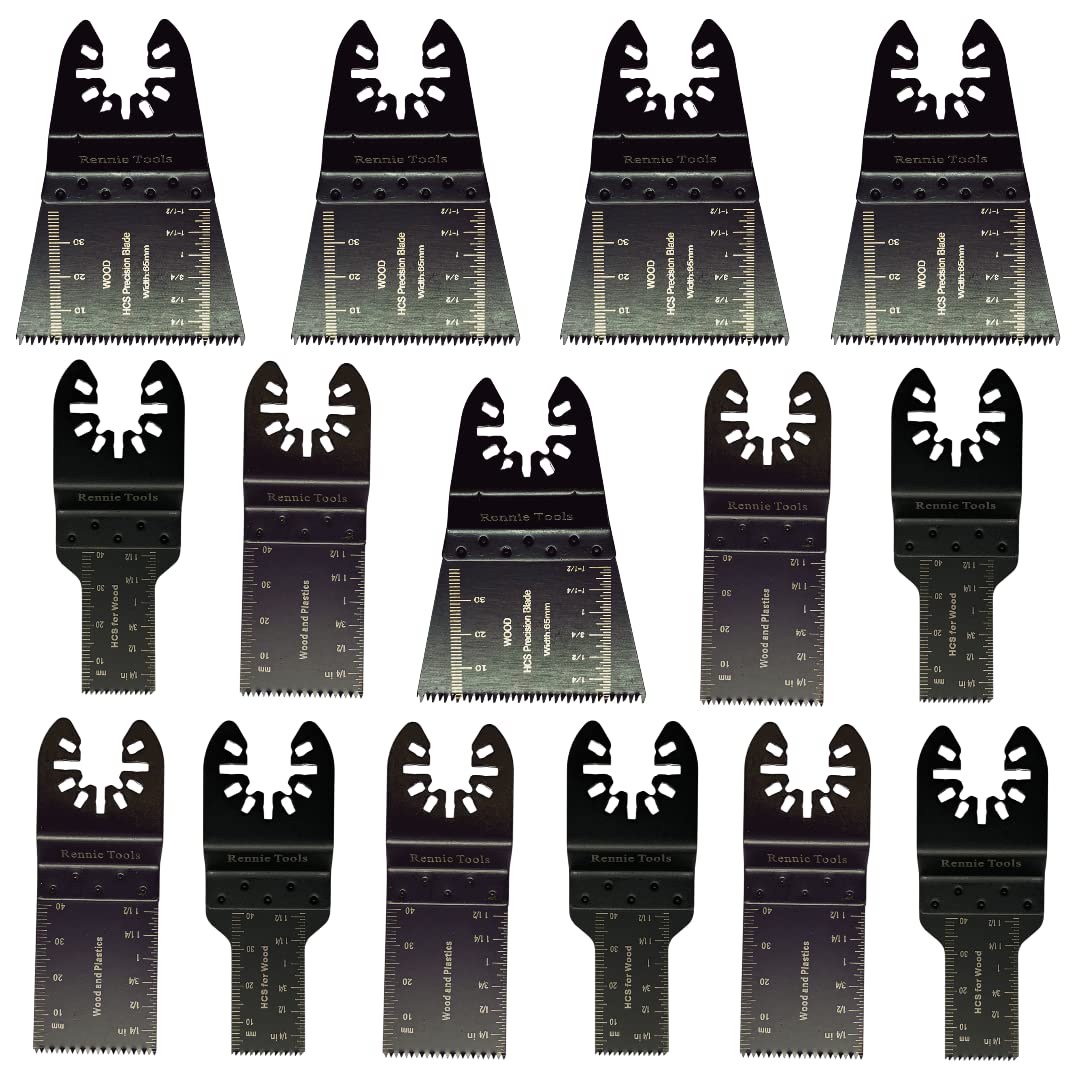 Pack of 15 x Oscillating Multi Tool Blades/Wood Cutter Saw Blades Set Compatible with Dremel Fein Multimaster Makita Stanley Worx Dewalt Multi Tool Etc Oscillating Coarse Multitool Blade 20/35/65mm