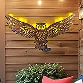 Metal Owl Outdoor Wall Decor with 35 Led Solar Lights- 23" Outdoor Fence Wall Art Decor, Gift for Mom Grandma Women Birthday Gardening,Hanging Decoration for Garden Patio Porch Yard
