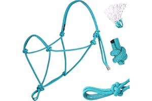 Harrison Howard Rope Halter for Horses Super Sturdy Horse Rope Training Halter with 2 Knot 1/4" Stiff Halter Cord Size Standa