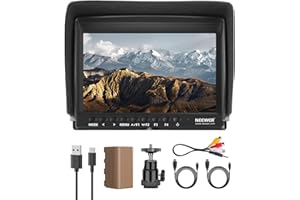 NEEWER F100 7 Inch Camera Field Monitor HD Video Assist IPS 1280x800 HDMI 1080p with 4400mAh F750 Battery, Sunshade Hood & 360° Ball Head for DSLR Cameras, Handheld Stabilizer, Film Video Making Rig