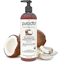 PURA D'OR Organic Fractionated Coconut Oil (16oz) USDA Certified 100% Pure & Natural Scent-Free Carrier Oil - Moisturizing Fo