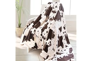 HSEEC Cow Print Blanket Soft Fleece Flannel Cozy Cute Blankets Warm Plush Lightweight Throw All-Season for Couch Sofa Bed and Throws Adults Kids Boys Teens Gift 50"x60"