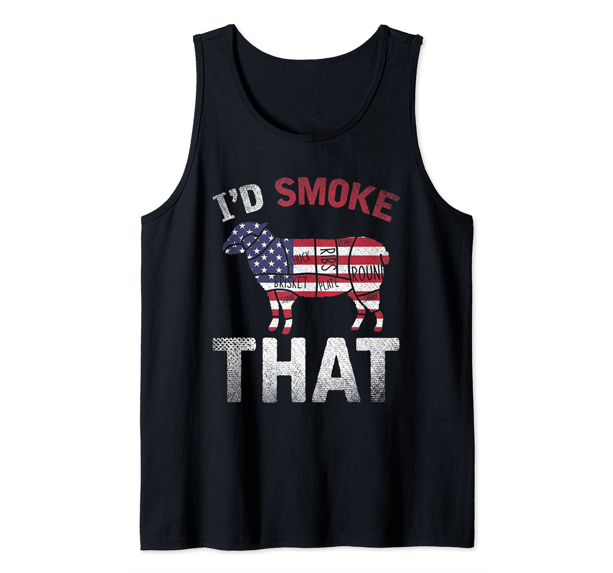 Grilled Meat Lover Smoked Barbecue Lamb USA Flag Funny BBQ Tank Top