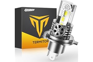 Termitor H4/9003/HB2 Bulb for Motorcycle, 18,000LM 600% Super Brighter, 1:1 Halogen Size, 6500K Cool White, 60000Hrs Long Service Life with Cooling Fan, Plug and Play H4 Fog Light, Pack of 1