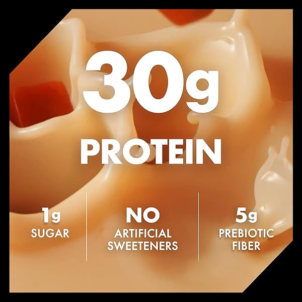 OIKOS PROTEIN SHAKE, SALTED CARAMEL, 30G HIGH PROTEIN DRINKS, SHELF STABLE, READY TO DRINK, 5G PREBIOTIC FIBER, 12 FL OZ BOTTLE
