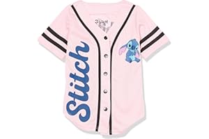 Disney Girls Girls Lilo & Stitch, Angel Baseball Jersey - Classic Mesh Button Down Shirt
