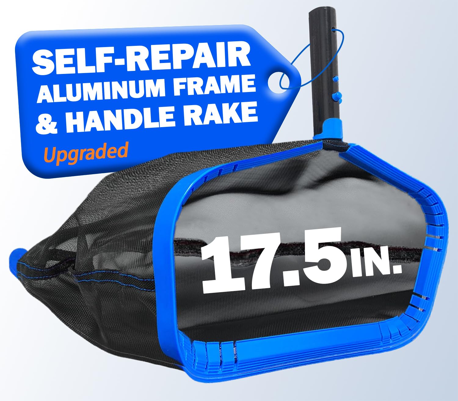 Photo 1 of Pool Skimmer Net, Pool Net for Cleaning, Large Deep Pool Leaf Rake Replacement Net Cleaner for Inground Aboveground Leaves, Aluminum Frame Heavy Duty Fine Mesh Swimming Pool Leaf Net, No Pole (Blue)