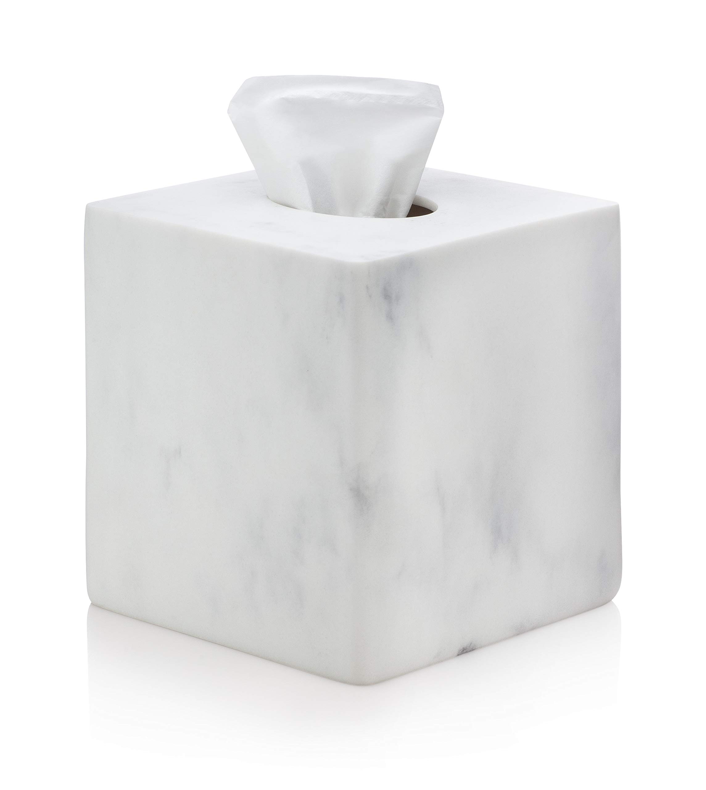 Essentra Home White Square Tissue Box Cover for Vanity Countertops