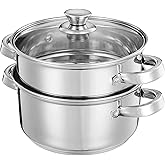 3.0 Quart Steamer Pot for Cooking, 2-tier Steam Pots with Lid for Cooking Vegetables, Seafood, Soups, Food and Pasta
