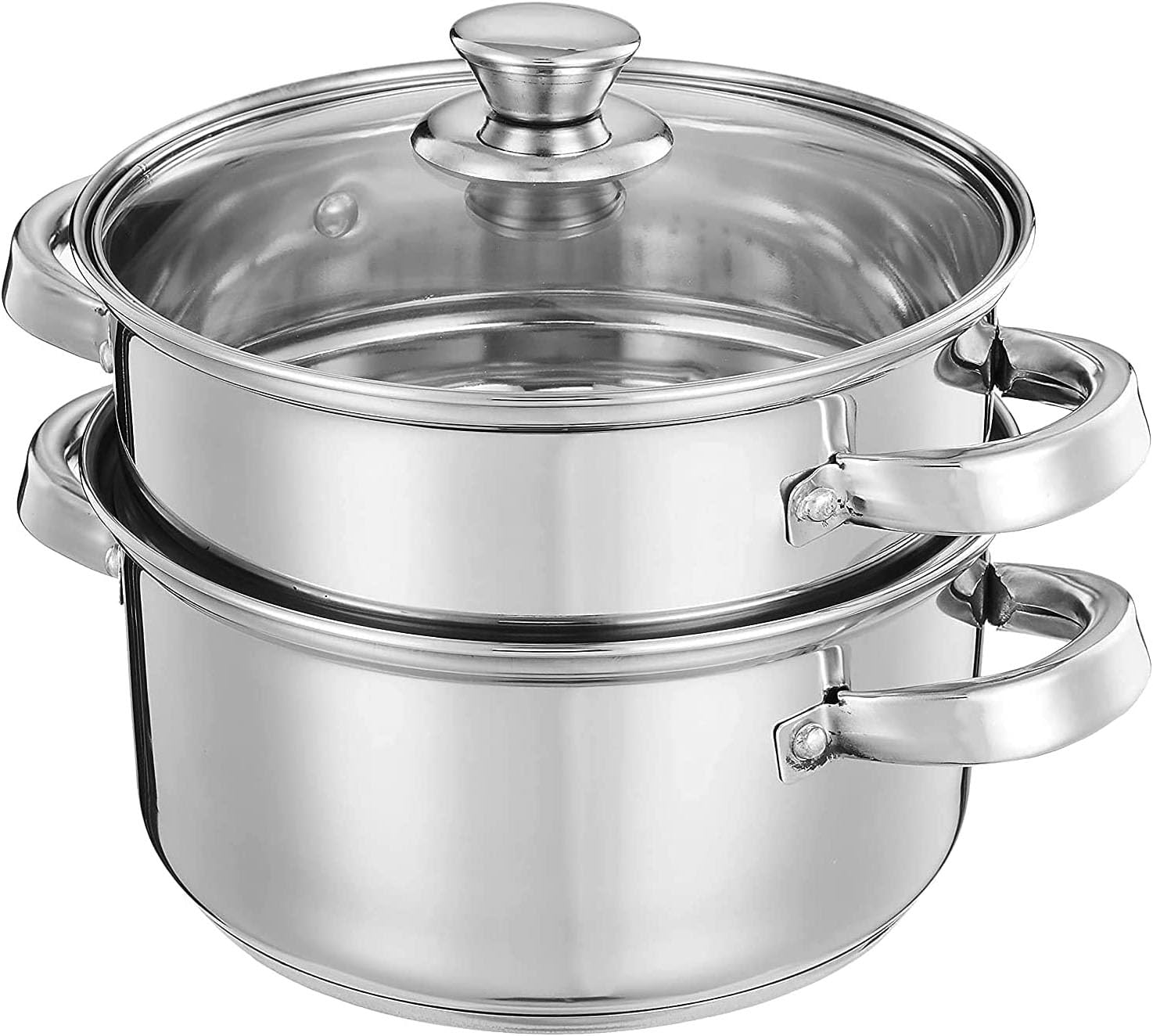 Photo 1 of 3.0 Quart Steamer Pot for Cooking, 2-tier Steam Pots with Lid for Cooking Vegetables, Seafood, Soups, Food and Pasta