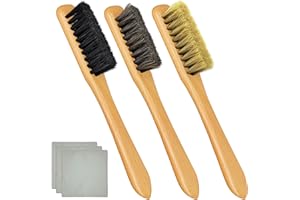 Silver Polishing Kit, 3 Pcs Horsehair Silver Cleaning Brushes + 3 Pcs Polishing Cloth for Silverware, Horsehair Detail Brush 