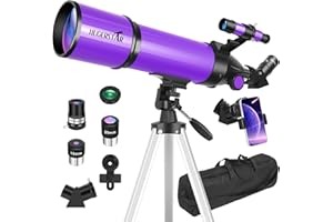 HUGERSTAR Telescope, Telescope for Adults & Kids & Astronomy Beginners, 80mm Aperture 600mm Portable Refractor Telescopes Ful