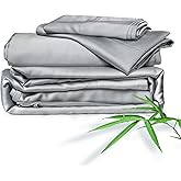 Cleva Sheets Queen Bed Sheet Set, 100% Rayon derived from Bamboo, Luxuriously Soft, Cooling, Double Stitching, 16" Deep Pockets (Queen, Silver)