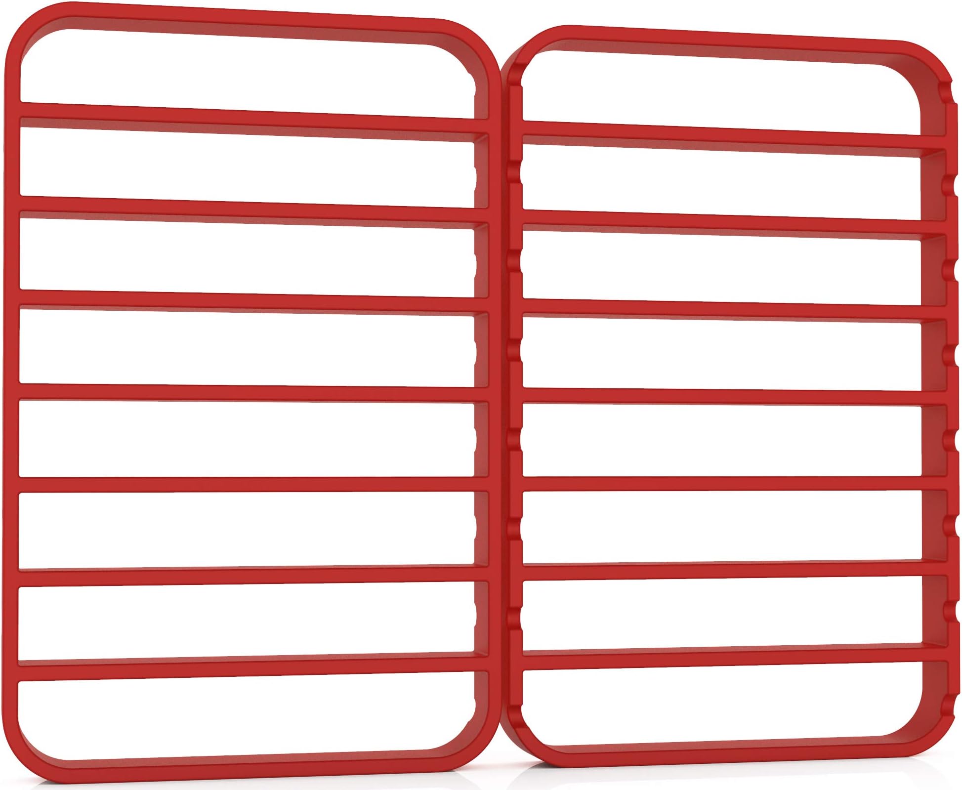 STAN BOUTIQUE Oversize Silicone Roasting Rack Heavy Duty Cooling and Baking Rack Fits Jelly Roll Sheet Pan Oven Safe Roast Rack Wire Grid for Cooking (11" x 14") - Red