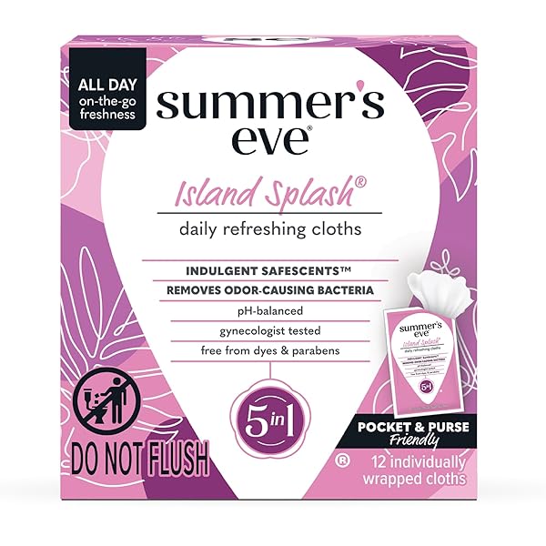 SUMMER’S EVE FEMININE WIPES, ISLAND SPLASH, INDIVIDUALLY WRAPPED...