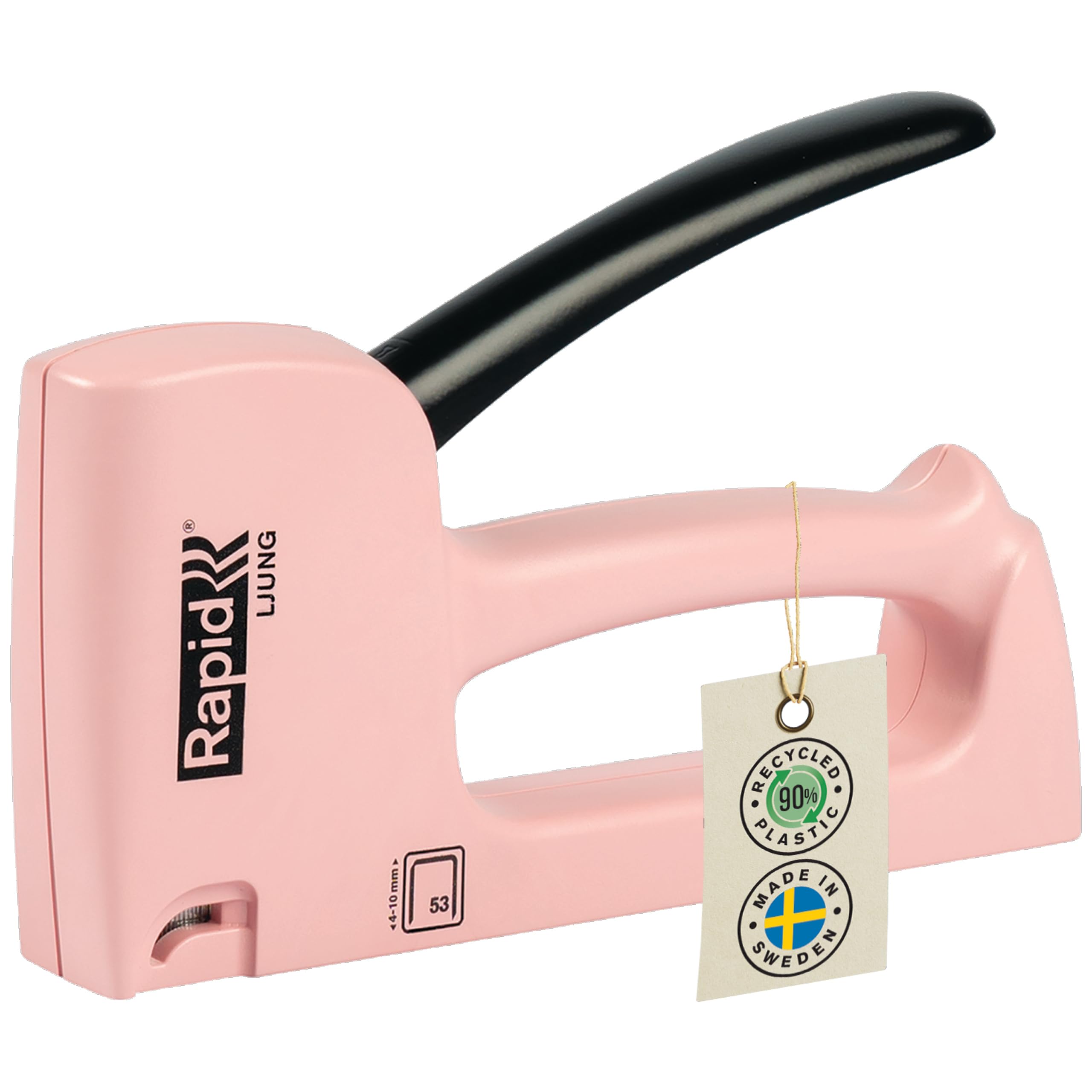 Rapid R53 Staple Gun Ljung Pink - Casing Crafted With 90% Recycled Plastics, Made in Sweden, Upholstery Staple Gun With All-steel Wear Parts Inside, For No.53 Staples 4-10mm