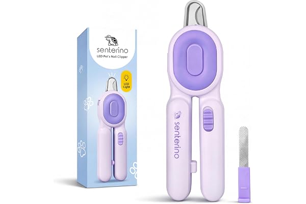 Senterino LED Cat Nail Clippers for Cats & Small Pets, Lighted Pet Nail Trimmer, Illuminates Quick for Safe Cutting, Stainles