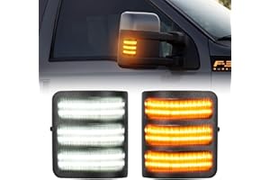 SUPAREE LED Switchback Side Mirror Marker Running & Turn Signal Light fits For 2008-2016 F250 F350 F450 F550 Super Duty Running light and Turn signal Aftermarket Replacement-Smoked Lens