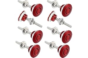 DOAHO Packs of 8 Universal Aluminum Vehicle Hood Pins-Quick Release Lock Latch Bumper-License Plate Lock Clip，Quick Release Lock Latch Bumper (Red)