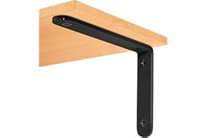 YIKOUJIS 4 Pcs Shelf Bracket,6 Inch Black Heavy Duty Floating Shelves Brackets Metal L Wall Bracket for Shelves - Wall Mounted Support for DIY with Screws