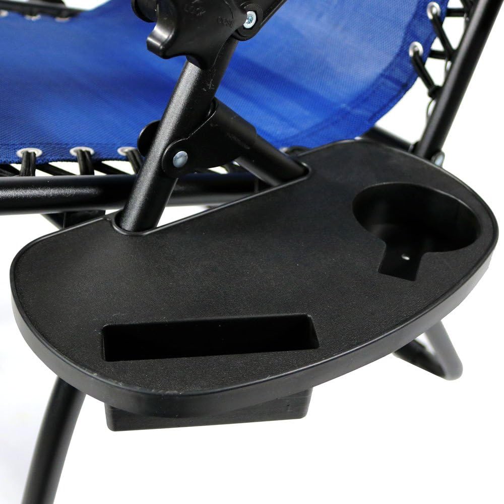 Sunnydaze Outdoor XL Zero Gravity Lounge Chairs with Pillow and Cup Holder Folding Patio Recliner Navy Blue Set of 2: Kitchen & Dining