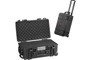 VEVOR Weatherproof Hard Case, Heavy Duty Protective Dry Box with Pre-Cut Foam, Wheels & Retractable Pull Handle for Travel, Hunt, Military, Tactical, IP67 Waterproof Case for Cameras (64x51x25)