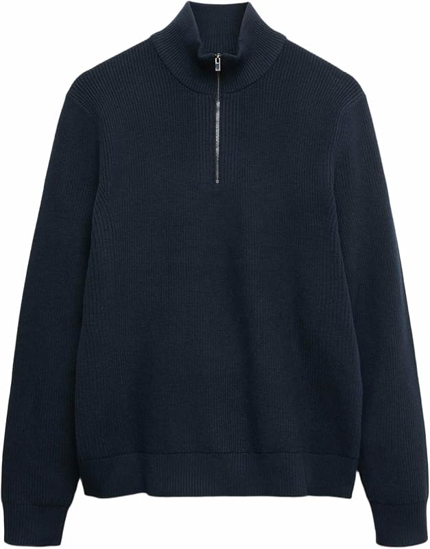 Camisola de meio fecho com canelas e algodão azul-marinho escuro M